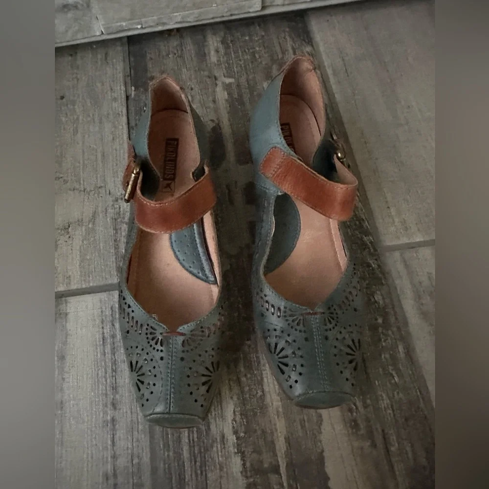 Picolinos Women's Leather Mary Jane  Leather Casual Shoes Blue and Brown Size 40 - Picture 8 of 12